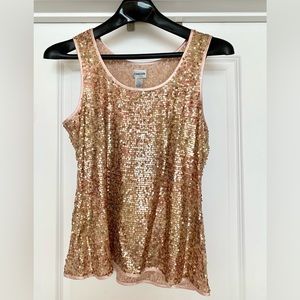 CHICO’S sparkly rose gold sequin tank, size 3